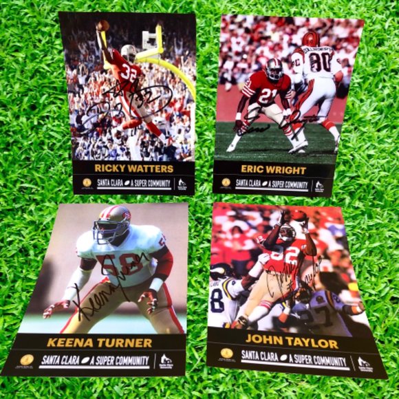 San Francisco 49er Stadium Autographed Cards Taylor + Wright + Watters + Turner - Picture 1 of 9